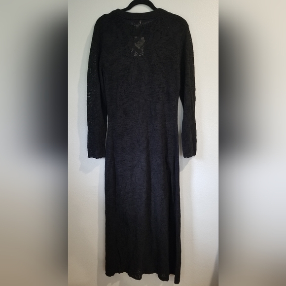 Women's Long Sleeve Open-Work Stitch Midi Dress - Future Collective Black L - Picture 6 of 11